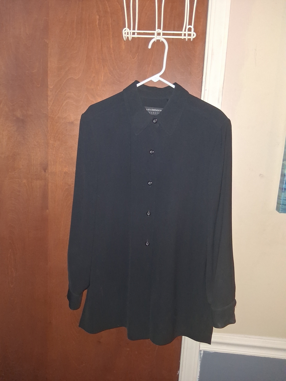 Liz Claiborne Black Button-Front Women's Shirt